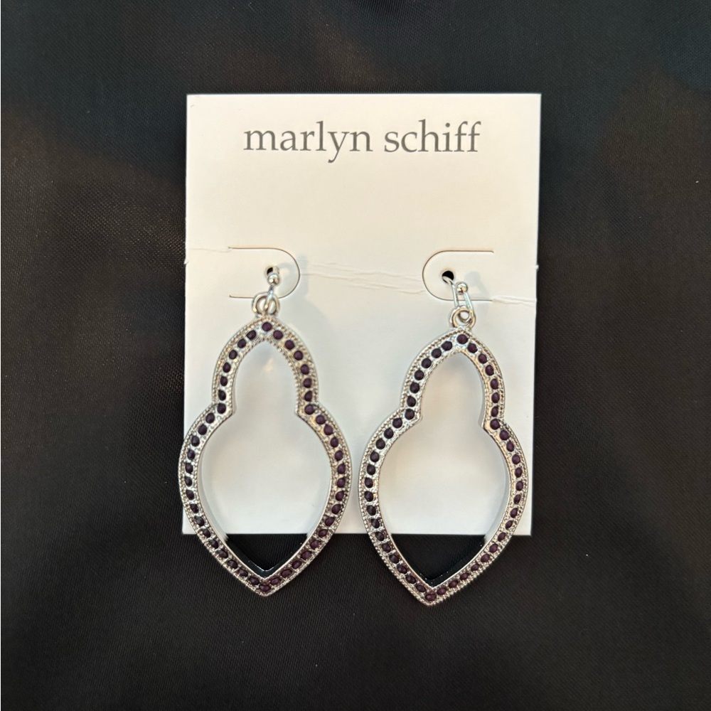 NEW Marlyn Schiff Dark Purple Crystal Earrings